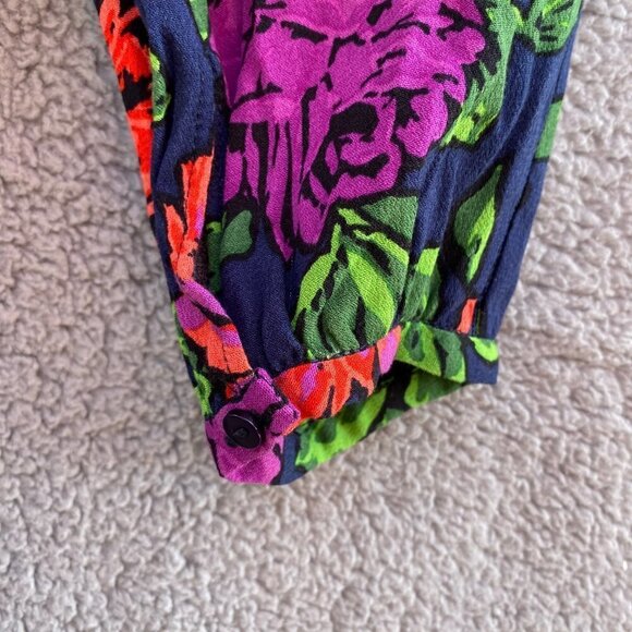 Zara Trafaluc Blue Floral Long Sleeve V Neck Zip Mini Dress Sz XS - Picture 3 of 10